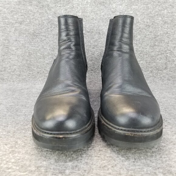 ✅Eileen Fisher Black Leather Chelsea Ankle Boot Womens 9.5 Pull On Wedge Booties - Picture 5 of 12